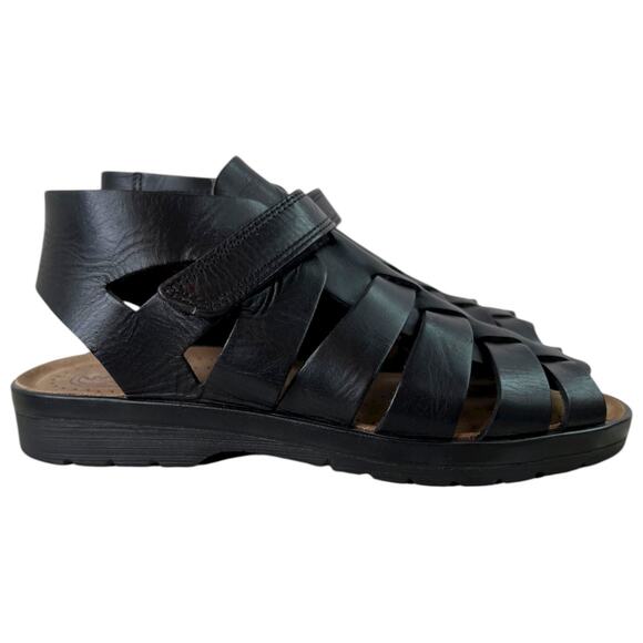 ECCO Leather Fisherman Sandals Black Comfort Walking Shoes Women’s 39 (8-8.5) - Picture 4 of 11